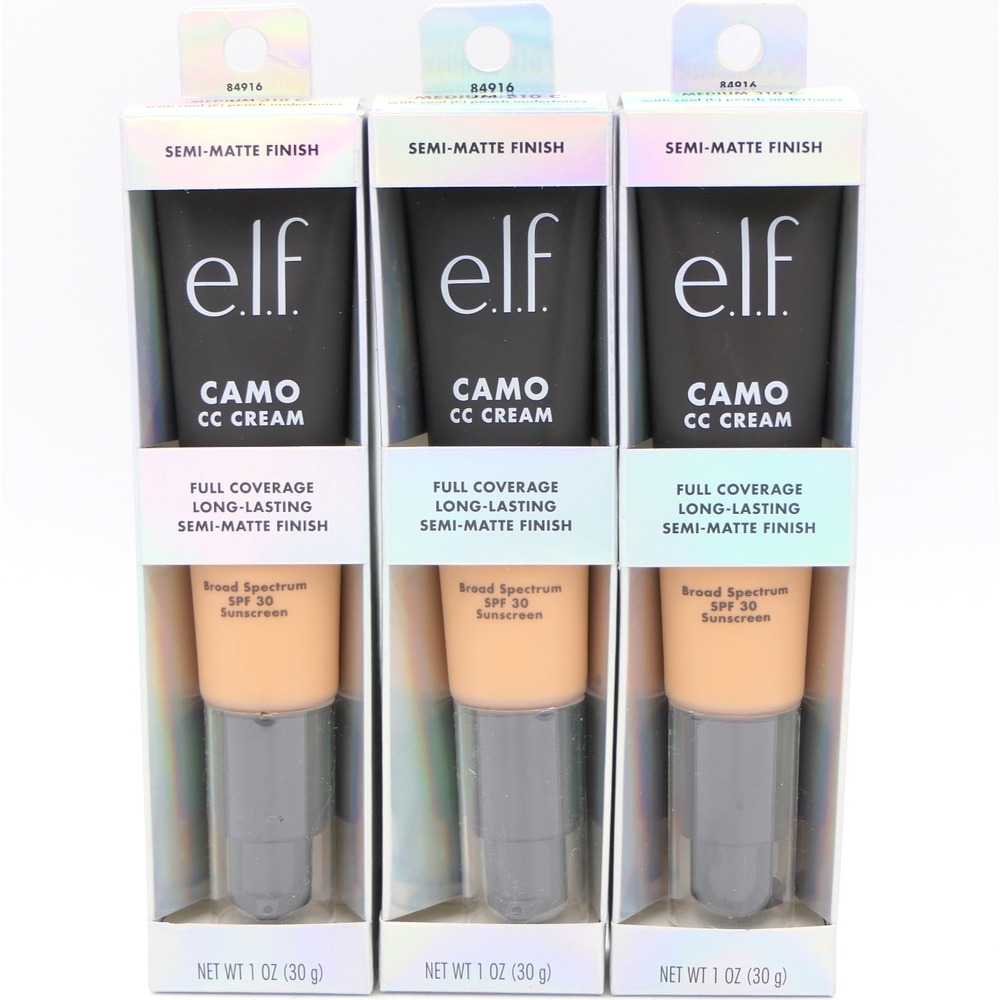 elf Camo CC Cream Medium 310 C Full‎ Coverage Semi-Matte SPF 30 3 Pack 10/26+